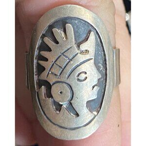Ring Size 8 Taxco Aztec Mexico Sterling Silver 925 Women Semi-Precious Stone